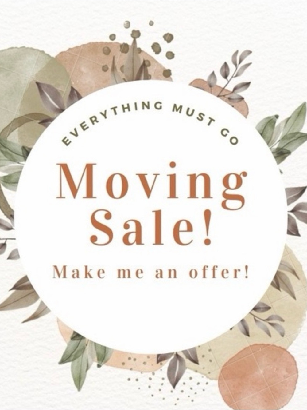 Moving Sale! Neutral & Terracotta Graphic Sign